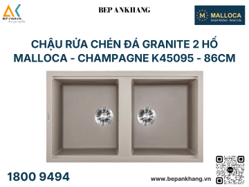 Chậu Rửa Chén Đá Granite 2 hố Malloca - Champagne K45095